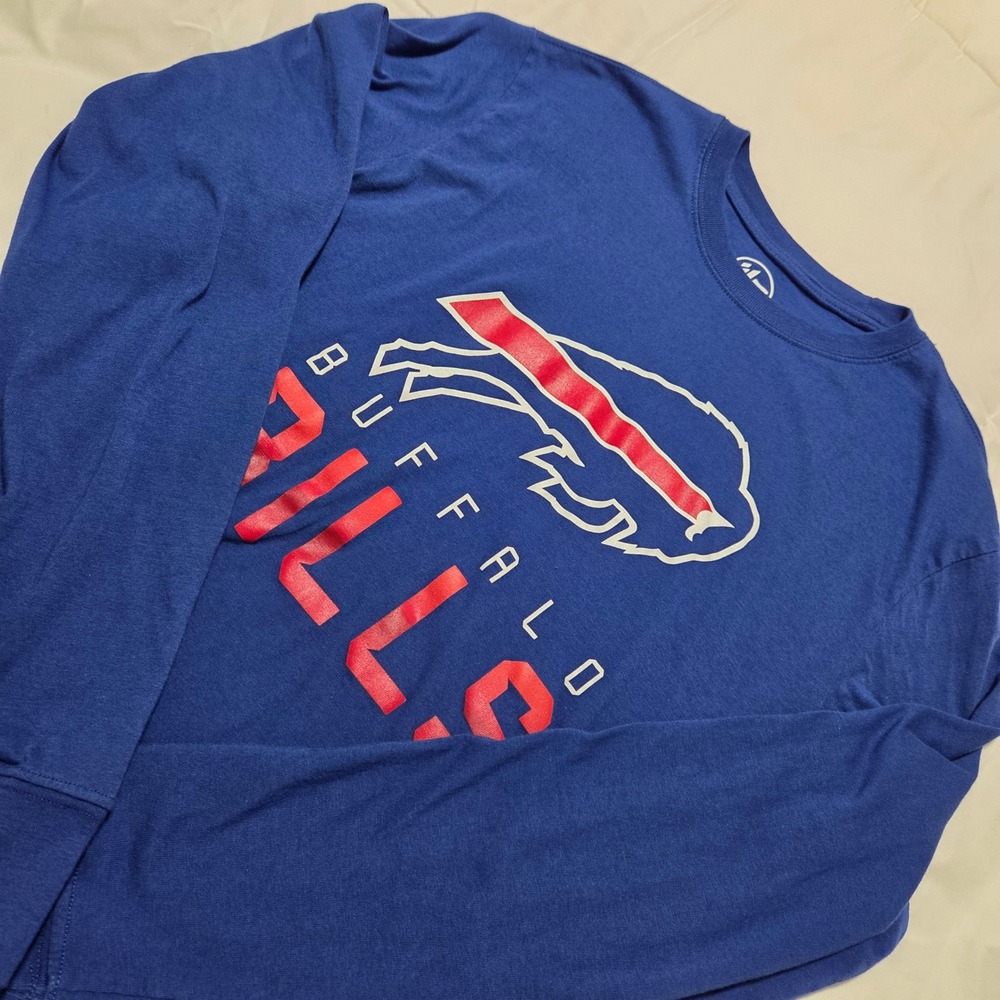 47 Brand Buffalo Bills Mens Small Royal Blue Long Sleeve Graphic T-Shirt NFL